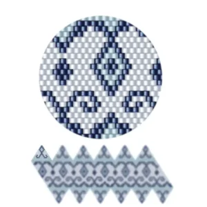 wk5.2-Geometrisches Muster in Blau und Weiß, das sich wiederholt und eine harmonische visuelle Struktur bildet.