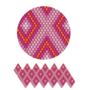 wk50-Ein detailliertes muster, das eine Vielzahl lebendiger Diamantmotive in symmetrischem Layout zeigt.
