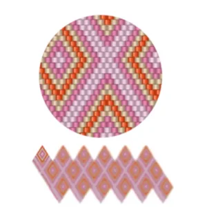 wk50.1-Ein muster, das ein sich wiederholendes Muster von Rauten in verschiedenen Farben zeigt und geometrische Kunstfertigkeit betont.