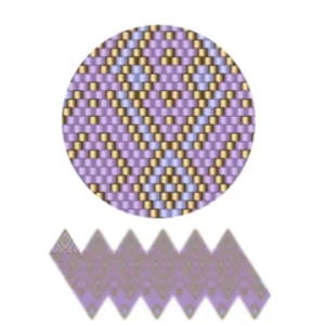 wk8.1-Geometrisches Muster mit lila und blauen Dreiecken, die harmonisch angeordnet sind.