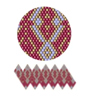 wk8.2-Wiederholendes Design aus roten und blauen Elementen, das eine harmonische und auffällige Komposition bildet.