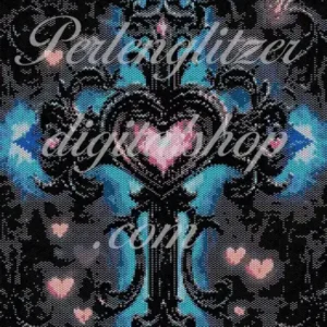 Bild81-peyote-KreuzmitHerz-Ein Kreuz mit Herzen auf schwarzem Hintergrund, das Liebe und Spiritualität symbolisiert.