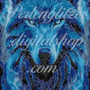 peyotebild31-blauer-Wolf-Detailliertes muster eines blauen Wolfs, das Kreativität und Handwerkskunst vereint.