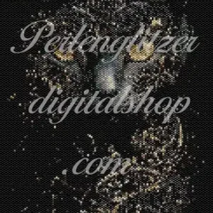 peyotebild34-goldig-schwarze-Katze-Detailreiches muster einer schwarzen Katze mit leuchtend goldenen Augen, die einen verspielten Eindruck vermittelt.