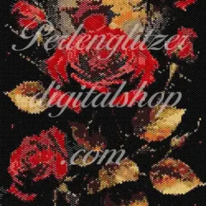 peyotebild35-roter-Rosenstrauss-Schönes muster mit leuchtend roten Rosen, ideal für Handarbeitsliebhaber und DIY-Projekte.