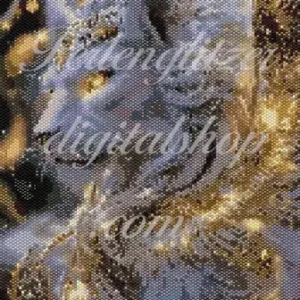 peyotebild36-goldiger-Loewe-muster einer weißen Katze mit goldenen Flügeln, die majestätisch und verspielt wirkt.