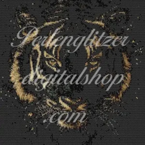 peyotebild44-goldiger-Tiger-Muster , das das majestätische Gesicht eines Tigers darstellt, reich an Farben und Texturen.