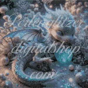 peyotebild60-kleiner-Drache-Verspieltes Muster eines Drachen mit einer Kugel, das Kreativität und Handwerkskunst vereint.