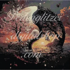 peyotebild71-Yin-und-Yang-Muster eines Yin-Yang-Symbols, das Harmonie und Balance in einem kreativen Design darstellt.