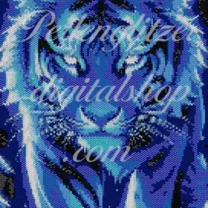peyotebild77-blauer-leucht-Tiger-Muster eines blauen Tigers, detailreich und kunstvoll gestaltet, ideal für Handarbeitsliebhaber.