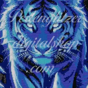 webenbild77-blauer-leucht-Tiger-Detailliertes muster eines Tigers, das die Schönheit und Kraft des Tieres in lebendigen Farben einfängt.