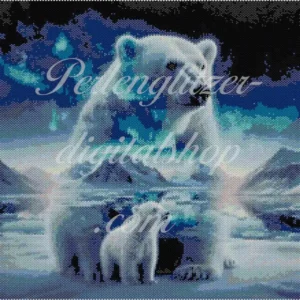 Muster eines Eisbären mit seinem Jungen, das eine liebevolle Verbindung zwischen den beiden zeigt.